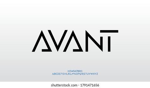 Avant, an Abstract modern minimalist geometric futuristic alphabet font. digital space typography vector illustration design
