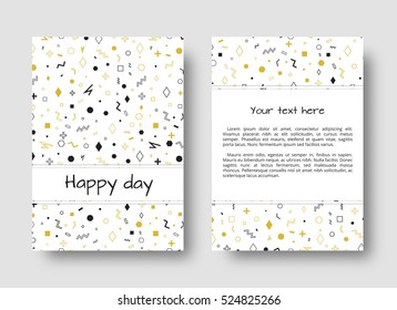 Avant garde fashion. Geometric abstract pattern. Set for cover, flyers, leaflets, invitation, greeting, banners, booklets. Vector decorative

