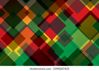 Avant Garde Style Background with Rastafarian Ethiopian Colours Random Size Lozenges Making Patchwork Visual Effect - Green Red and Yellow on Backdrop - Vector Wallpaper Graphic Design