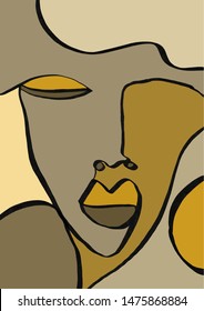 Avant garde style portrait. Abstract face drawing. Colorful graphic person art. Cubism illustration 