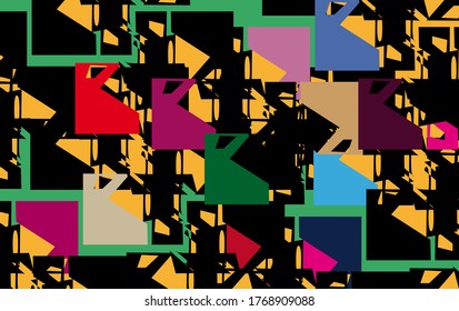 Avant-garde art. Geometric abstract background. Various shapes, lines. Cubism. Contemporary trendy vector illustration. Pattern, Wallpaper