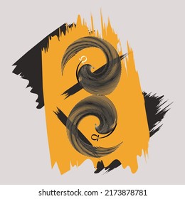 Avant-garde art. Mystical birds, omega symbol. Abstract background. Contemporary trendy vector illustration