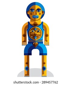 Avant-garde avatar, colorful drawing created in cubism style. Modernistic geometric portrait, vector illustration of idol.