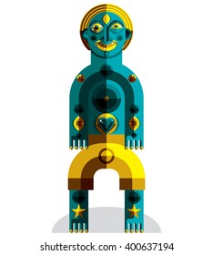 Avant-garde avatar, colorful drawing created in cubism style. Modernistic geometric portrait, vector illustration of idol.


