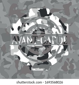 Avant-garde on grey camo texture