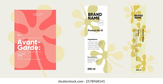 Avant-garde poster and label design with minimal shapes and clean typography. A modern and artistic branding solution.