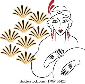 Avant-garde retro fashion sketches in 20s style