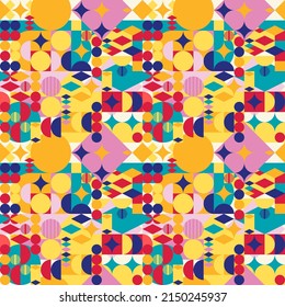 Avant-garde style abstract pattern. Avant-garde seamless vector texture. Geometric patchwork pattern.