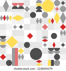 Avant-garde style abstract pattern. Avant-garde seamless vector mosaic. Geometric patchwork pattern.