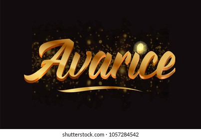 avarice gold word text with sparkle and glitter background suitable for card, brochure or typography logo design