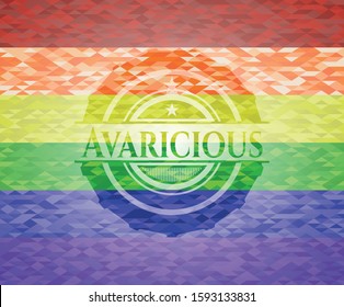 Avaricious lgbt colors emblem. Vector Illustration. Mosaic.