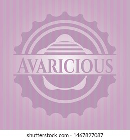 Avaricious pink emblem. Retro. Vector Illustration. Detailed.