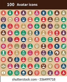 avatar 100 icons universal set for web and mobile