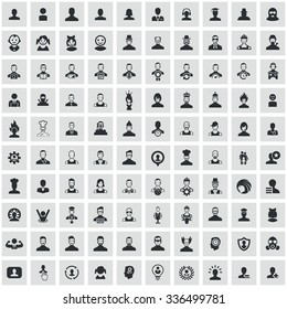 avatar 100 icons universal set for web and mobile