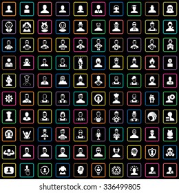 avatar 100 icons universal set for web and mobile