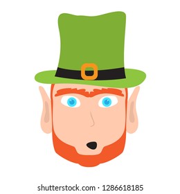 Avatar of amazed irish elf. Vector illustration design