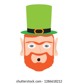 Avatar of amazed irish elf. Vector illustration design