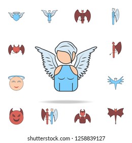 avatar of angel girl color field outline icon. Detailed set of angel and demon icons. Premium graphic design. One of the collection icons for websites, web design, mobile app