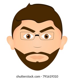 Avatar of a angry man, vector illustration