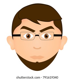 Avatar of a angry man, vector illustration