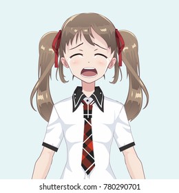 Avatar anime (manga) girls schoolgirl, in Japanese style to the waist. Crying sobs, streams of tears