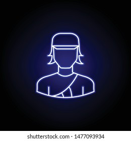 avatar archer line icon in blue neon style. Signs and symbols can be used for web logo mobile app UI UX