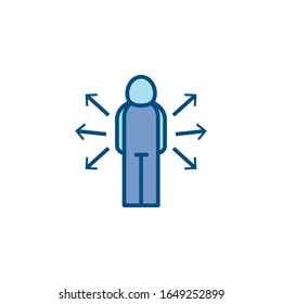Avatar y flechas línea y estilo de relleno diseño ícono de perfil de persona comunicación social de usuario de la asociación de usuarios humanos y tema de figura Ilustración vectorial