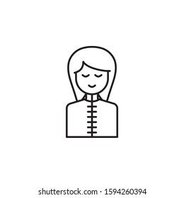 Avatar asian girl icon. Simple thin line, outline vector of Chinese icons for UI and UX, website or mobile application