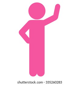 Avatar Assurance vector icon. Style is flat symbol, pink color, rounded angles, white background.