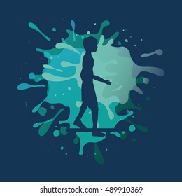 avatar athlete with splattered paint vector illustration design