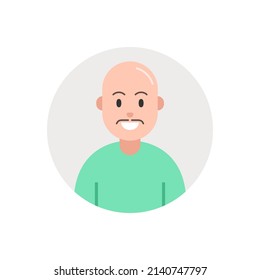 Avatar bald man. Male character icon in circle. Vector illustrator.