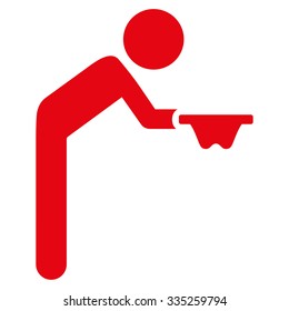 Avatar Beggar vector icon. Style is flat symbol, red color, rounded angles, white background.