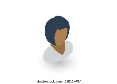 Avatar black woman isometric flat icon. 3d vector colorful illustration. Pictogram isolated on white background