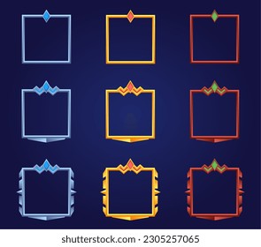 avatar border for games with ancient gem designs and silver gold and red colors, set avatar border in medieval style