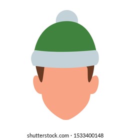 avatar boy with christmas hat icon over white background, colorful design. vector illustration