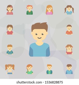 avatar of boy colored icon. Universal set of kids avatars for website design and development, app development