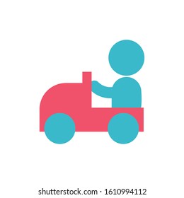 Avatar boy inside car toy design, Kid childhood little people lifestyle casual person cheerful and cute theme Vector illustration