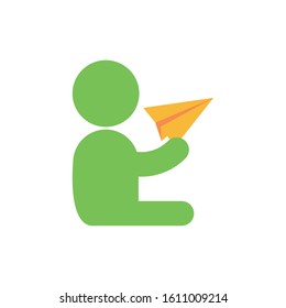 Avatar boy and paperplane design, Kid childhood little people lifestyle casual person cheerful and cute theme Vector illustration