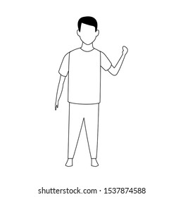 avatar boy waving icon over white background, vector illustration