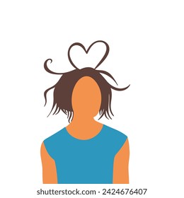 Avatar of a brown hair woman. Portrait of a young girl. Vector illustration of a face