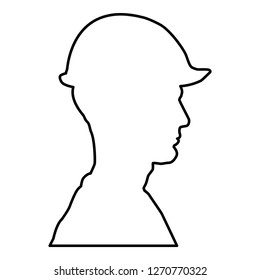 Avatar builder architect engineer in helmet view icon black color