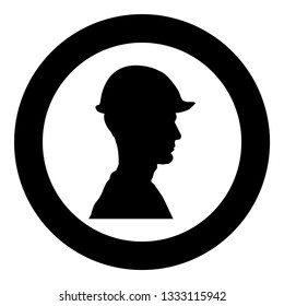 Avatar builder architect engineer in helmet view icon black color vector in circle round illustration flat style simple image