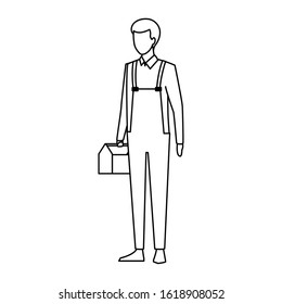 avatar builder man standing over white background, flat design, vector illustration