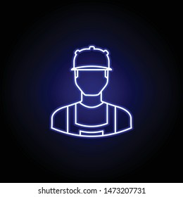 avatar builder outline icon in blue neon style. Signs and symbols can be used for web logo mobile app UI UX