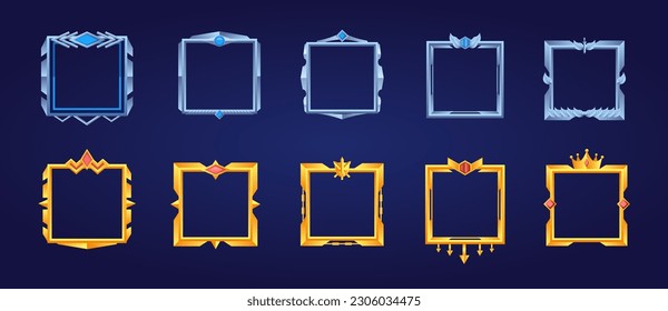 the avatar bundle is silver and gold in color with different decorations, the avatar frame is decorated with swords and gemstones