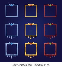Avatar bundle in three color variants gold, silver and red decorated with gemstones and arrows