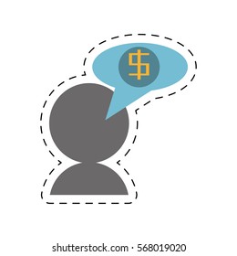 avatar business dollar bubble speech cut line vector illustration eps 10