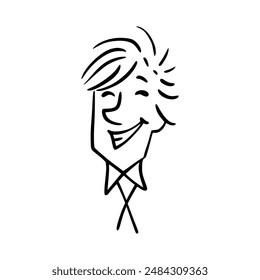 Avatar for Business Man in Doodle Hand-drawn. People faces hand drawn in doodle style. Black lines and silhouette. Social network concept. Vector illustration