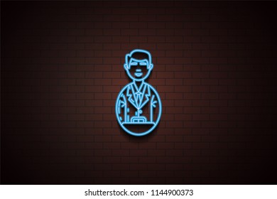 avatar business man icon in neon style. One of Avatars collection icon can be used for UI/UX