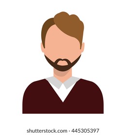 avatar business man with moustache wearing colorful clothes front view over isolated background, vector illustration 